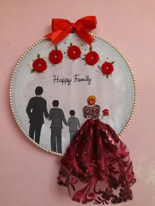 Customized 3D Family Hoop Art Wall Hanging