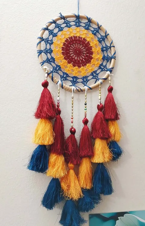 Crochet Dream Catcher with Tassel Fringe