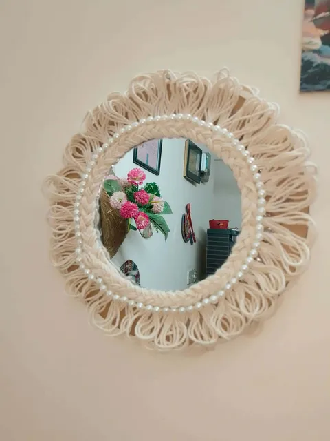 Crochet Flower Mirror Frame — Decorative Wall Mirror