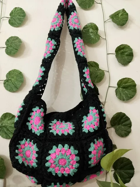 Granny Square Crochet Tote Bag — Large