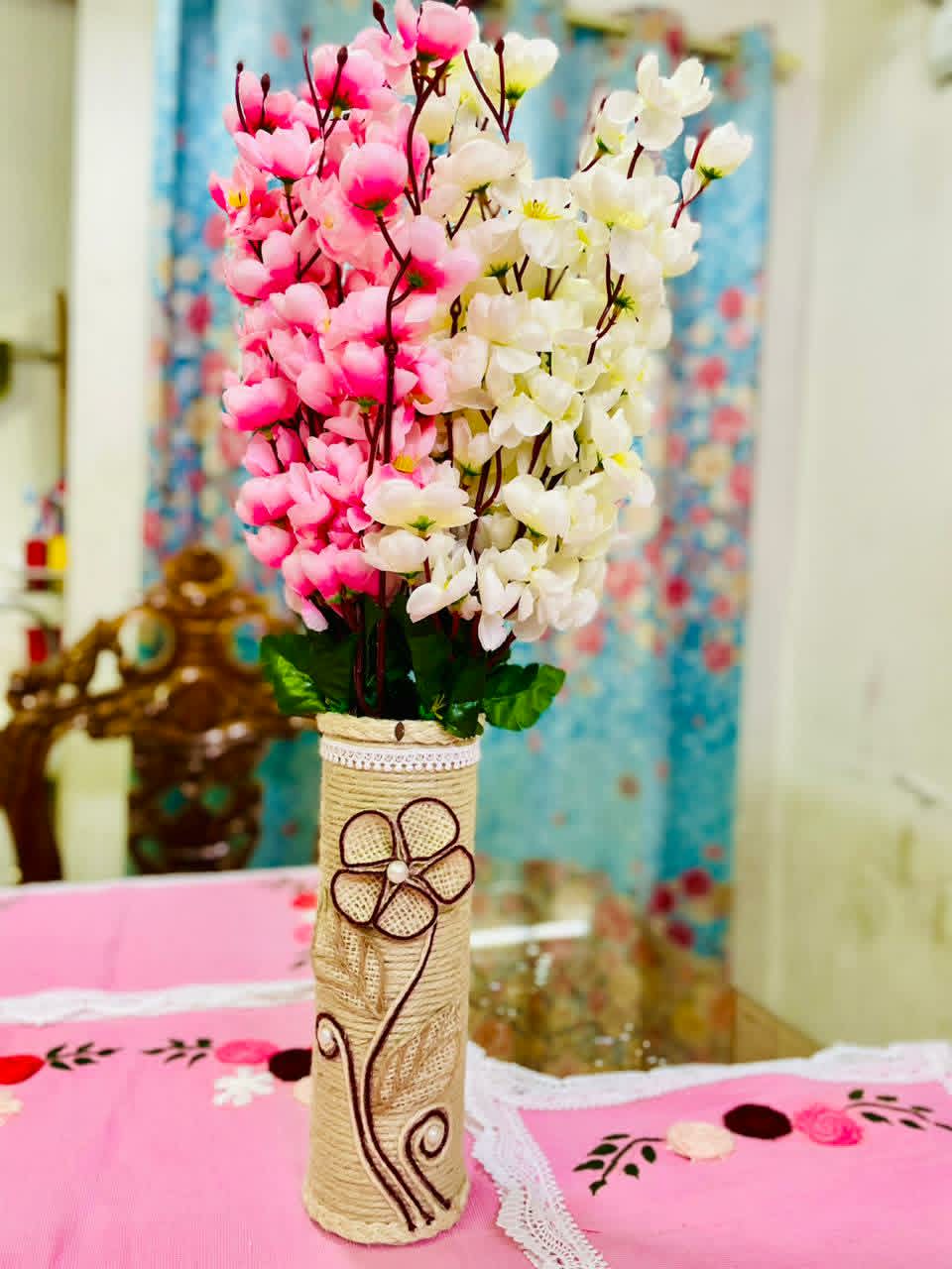 Jute Flower Vase — Burlap Flower & Pearls